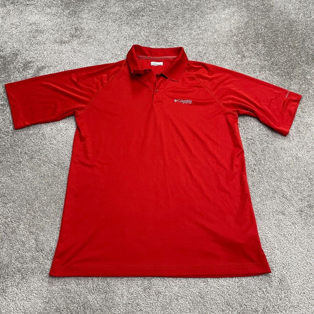 Columbia PFG Omni Shade Terminal Tackle Polo Shirt Men Large Orange Short Sleeve